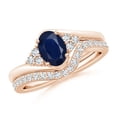 thumbnail image 1 of ANGARA Natural Oval Blue Sapphire Bypass Bridal Set with Diamonds in 14K Rose Gold for Women (Size-7x5mm) | September Birthstone, Anniversary, Jewelry Gift for Women | Natural Blue Sapphire Ring, 1 of 9