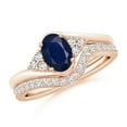 thumbnail image 1 of ANGARA Natural Oval Blue Sapphire Bypass Bridal Set with Diamonds in 14K Rose Gold for Women (Size-7x5mm) | September Birthstone, Anniversary, Jewelry Gift for Women | Natural Blue Sapphire Ring, 1 of 9