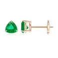 thumbnail image 1 of ANGARA Natural Claw-Set Trillion Emerald Stud Earrings in 14K Rose Gold for Women (Size-5mm) | May Birthstone, Birthday, Anniversary, Jewelry Gift for Women | Natural Emerald Earrings, 1 of 6