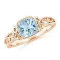 thumbnail image 1 of ANGARA Natural Vintage Style Cushion Aquamarine Solitaire Engagement Ring in 14K Rose Gold for Women (Size-6mm) | March Birthstone, Anniversary, Jewelry Gift for Women | Natural Aquamarine Ring, 1 of 12