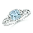 thumbnail image 1 of ANGARA Natural Vintage Style Cushion Aquamarine Solitaire Engagement Ring in 14K White Gold for Women (Size-6mm) | March Birthstone, Anniversary, Jewelry Gift for Women | Natural Aquamarine Ring, 1 of 11