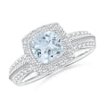 thumbnail image 1 of ANGARA Natural Twisted Rope Cushion Aquamarine Halo Ring in 14K White Gold for Women (Size-6mm) | March Birthstone, Birthday, Anniversary, Jewelry Gift for Women | Natural Aquamarine Ring, 1 of 9