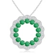 thumbnail image 1 of ANGARA Natural Emerald and Diamond Floral Circle Pendant in 14K White Gold for Women (Size-2.5mm) | May Birthstone, Birthday, Anniversary, Jewelry Gift for Women | Natural Emerald Necklace, 1 of 7