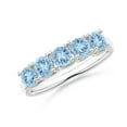 thumbnail image 1 of ANGARA Natural Half Eternity Five Stone Aquamarine Wedding Ring in 14K White Gold for Women (Size-3.8mm) | March Birthstone, Birthday, Anniversary, Jewelry Gift for Women | Natural Aquamarine Ring, 1 of 9