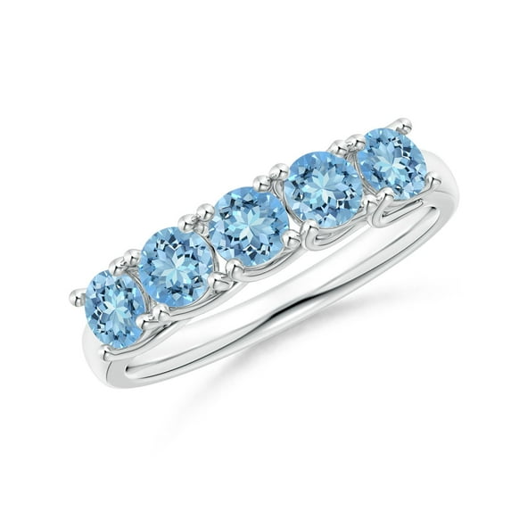ANGARA Natural Half Eternity Five Stone Aquamarine Wedding Ring in 925 Sterling Silver for Women (Size-3.8mm) | March Birthstone, Anniversary, Jewelry Gift for Women | Natural Aquamarine Ring