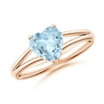 thumbnail image 1 of Angara Natural 0.9 Ct. Aquamarine Solitaire Ring in 14K Rose Gold for Women (Ring Size: 3.5), 1 of 8