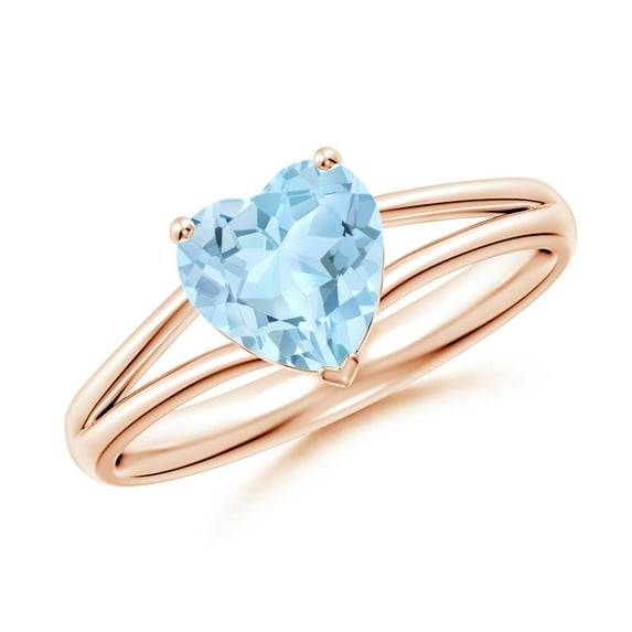 Angara Natural 0.9 Ct. Aquamarine Solitaire Ring in 14K Rose Gold for Women (Ring Size: 9.5)