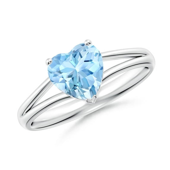 Angara Natural 0.9 Ct. Aquamarine Solitaire Ring in 14K White Gold for Women (Ring Size: 5.5)
