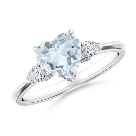 Angara Natural 0.9 Ct. Aquamarine with Diamond Classic Ring in Sterling Silver for Women (Ring Size: 11.5)