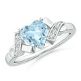 thumbnail image 1 of ANGARA Natural Solitaire Aquamarine Heart Ring with Diamond Accents in 14K White Gold for Women (Size-7mm) | March Birthstone, Birthday, Anniversary, Jewelry Gift for Women | Natural Aquamarine Ring, 1 of 6