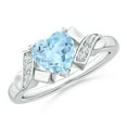 thumbnail image 1 of Angara Natural 0.9 Ct. Aquamarine with Diamond Heart Ring in 14K White Gold for Women (Ring Size: 11.5), 1 of 8