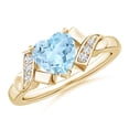 thumbnail image 1 of ANGARA Natural Solitaire Aquamarine Heart Ring with Diamond Accents in 14K Yellow Gold for Women (Size-7mm) | March Birthstone, Birthday, Anniversary, Jewelry Gift for Women | Natural Aquamarine Ring, 1 of 6