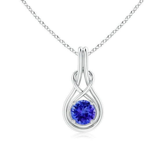 ANGARA Natural Round Tanzanite Solitaire Infinity Knot Pendant in 14K White Gold for Women (Size-6mm) | December Birthstone, Birthday, Anniversary, Jewelry Gift for Women | Natural Tanzanite Necklace