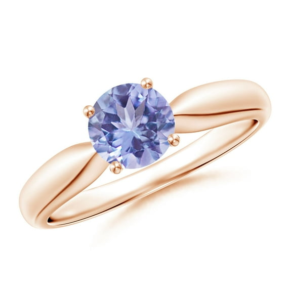 Angara Natural 0.9 Ct. Tanzanite Solitaire Ring in 14K Rose Gold for Women (Ring Size: 3)