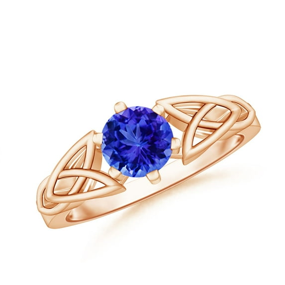 ANGARA Natural Solitaire Round Tanzanite Celtic Knot Ring in 14K Rose Gold for Women (Size-6mm) | December Birthstone, Birthday, Anniversary, Jewelry Gift for Women | Natural Tanzanite Ring