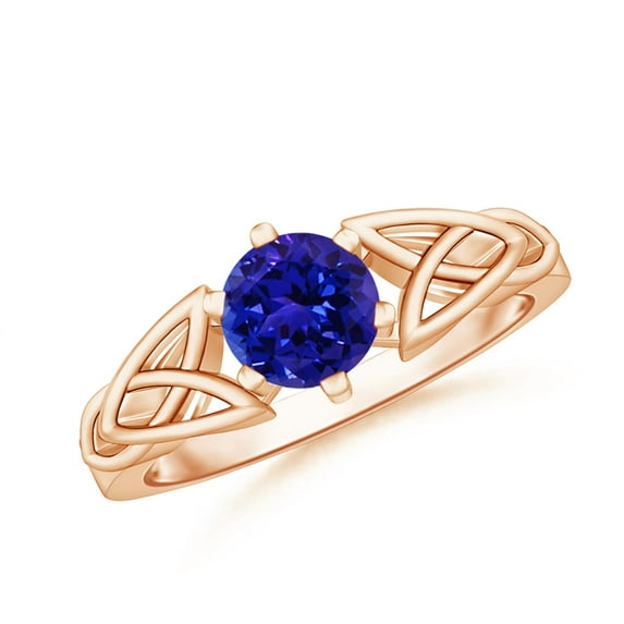 ANGARA Natural Solitaire Round Tanzanite Celtic Knot Ring in 14K Rose Gold for Women (Size-6mm) | December Birthstone, Birthday, Anniversary, Jewelry Gift for Women | Natural Tanzanite Ring
