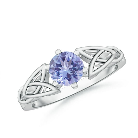 Angara Natural 0.9 Ct. Tanzanite Solitaire Ring in 14K White Gold for Women (Ring Size: 3.5)