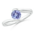 thumbnail image 1 of ANGARA Natural Bar-Set Solitaire Round Tanzanite Bypass Ring in 14K White Gold for Women (Size-6mm) | December Birthstone, Birthday, Anniversary, Jewelry Gift for Women | Natural Tanzanite Ring, 1 of 9