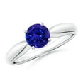 thumbnail image 1 of ANGARA Natural Solitaire Round Tanzanite Tapered Shank Ring in 14K White Gold for Women (Size-6mm) | December Birthstone, Birthday, Anniversary, Jewelry Gift for Women | Natural Tanzanite Ring, 1 of 9