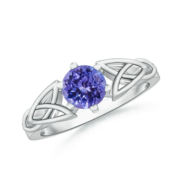 ANGARA Natural Solitaire Round Tanzanite Celtic Knot Ring in 14K White Gold for Women (Size-6mm) | December Birthstone, Birthday, Anniversary, Jewelry Gift for Women | Natural Tanzanite Ring