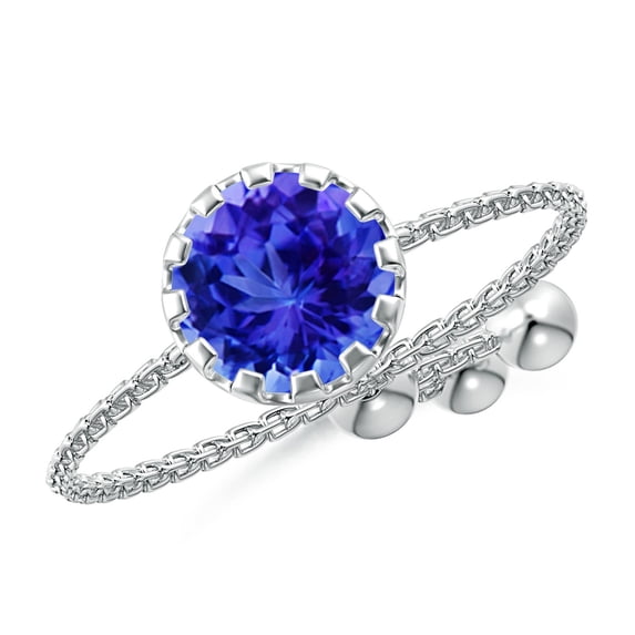 ANGARA Natural Multi Prong-Set Tanzanite Solitaire Bolo Ring in 14K White Gold for Women (Size-6mm) | December Birthstone, Birthday, Anniversary, Jewelry Gift for Women | Natural Tanzanite Ring