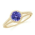 thumbnail image 1 of ANGARA Natural Tanzanite Twist Rope Split Shank Ring in 14K Yellow Gold for Women (Size-6mm) | December Birthstone, Birthday, Anniversary, Jewelry Gift for Women | Natural Tanzanite Ring, 1 of 8