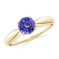thumbnail image 1 of ANGARA Natural Solitaire Round Tanzanite Tapered Shank Ring in 14K Yellow Gold for Women (Size-6mm) | December Birthstone, Birthday, Anniversary, Jewelry Gift for Women | Natural Tanzanite Ring, 1 of 10