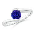 thumbnail image 1 of ANGARA Natural Bar-Set Solitaire Round Tanzanite Bypass Ring in 925 Sterling Silver for Women (Size-6mm) | December Birthstone, Birthday, Anniversary, Jewelry Gift for Women | Natural Tanzanite Ring, 1 of 9