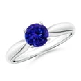 thumbnail image 1 of ANGARA Natural Solitaire Round Tanzanite Tapered Shank Ring in 925 Sterling Silver for Women (Size-6mm) | December Birthstone, Birthday, Anniversary, Jewelry Gift for Women | Natural Tanzanite Ring, 1 of 9