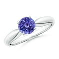 thumbnail image 1 of ANGARA Natural Solitaire Round Tanzanite Tapered Shank Ring in 925 Sterling Silver for Women (Size-6mm) | December Birthstone, Birthday, Anniversary, Jewelry Gift for Women | Natural Tanzanite Ring, 1 of 11
