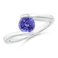 thumbnail image 1 of ANGARA Natural Bar-Set Solitaire Round Tanzanite Bypass Ring in 925 Sterling Silver for Women (Size-6mm) | December Birthstone, Birthday, Anniversary, Jewelry Gift for Women | Natural Tanzanite Ring, 1 of 9