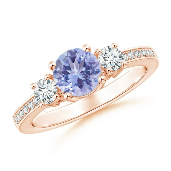 Angara Natural 0.9 Ct. Tanzanite with Diamond Classic Ring in 14K Rose Gold for Women (Ring Size: 12)