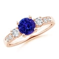 thumbnail image 1 of ANGARA Natural Three Stone Tanzanite and Diamond Ring in 14K Rose Gold for Women (Size-6mm) | December Birthstone, Birthday, Anniversary, Jewelry Gift for Women | Natural Tanzanite Ring, 1 of 9