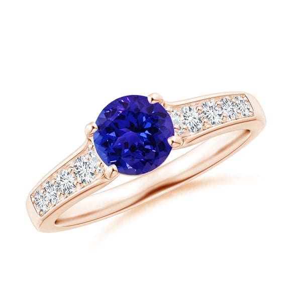 ANGARA Natural Round Tanzanite Tapered Shank Solitaire Engagement Ring in 14K Rose Gold for Women (Size-6mm) | December Birthstone, Anniversary, Jewelry Gift for Women | Natural Tanzanite Ring