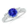 thumbnail image 1 of Angara Natural 0.9 Ct. Tanzanite with Diamond Classic Ring in 14K White Gold for Women (Ring Size: 12), 1 of 10