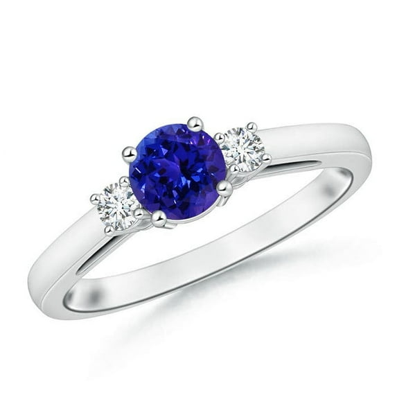 Angara Natural 0.9 Ct. Tanzanite with Diamond Classic Ring in 14K White Gold for Women (Ring Size: 3.5)