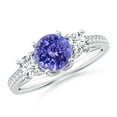 thumbnail image 1 of ANGARA Natural Prong Set Tanzanite and Diamond Three Stone Engagement Ring in 14K White Gold for Women (Size-6mm) | December Birthstone, Anniversary, Jewelry Gift for Women | Natural Tanzanite Ring, 1 of 9