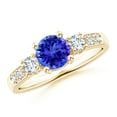 thumbnail image 1 of ANGARA Natural Three Stone Tanzanite and Diamond Ring in 14K Yellow Gold for Women (Size-6mm) | December Birthstone, Birthday, Anniversary, Jewelry Gift for Women | Natural Tanzanite Ring, 1 of 9