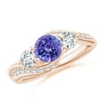 thumbnail image 1 of ANGARA Natural Tanzanite and Diamond Three Stone Bypass Engagement Ring in 14K Rose Gold for Women (Size-6mm) | December Birthstone, Anniversary, Jewelry Gift for Women | Natural Tanzanite Ring, 1 of 8
