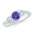 thumbnail image 1 of ANGARA Natural Tanzanite and Diamond Three Stone Bypass Engagement Ring in 14K White Gold for Women (Size-6mm) | December Birthstone, Anniversary, Jewelry Gift for Women | Natural Tanzanite Ring, 1 of 8