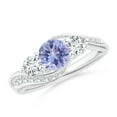 thumbnail image 1 of ANGARA Natural Tanzanite and Diamond Three Stone Bypass Engagement Ring in 14K White Gold for Women (Size-6mm) | December Birthstone, Anniversary, Jewelry Gift for Women | Natural Tanzanite Ring, 1 of 8