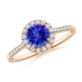 thumbnail image 1 of ANGARA Natural Round Tanzanite Halo Ring with Diamond Accents in 14K Rose Gold for Women (Size-6mm) | December Birthstone, Birthday, Anniversary, Jewelry Gift for Women | Natural Tanzanite Ring, 1 of 11
