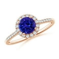 thumbnail image 1 of ANGARA Natural Round Tanzanite Halo Ring with Diamond Accents in 14K Rose Gold for Women (Size-6mm) | December Birthstone, Birthday, Anniversary, Jewelry Gift for Women | Natural Tanzanite Ring, 1 of 10