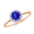 thumbnail image 1 of ANGARA Natural 0.9 Ct. Tanzanite with Diamond Halo Ring in 14K Rose Gold for Women (Ring Size: 7.5), 1 of 10