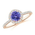 thumbnail image 1 of ANGARA Natural Vintage Style Claw-Set Round Tanzanite Halo Ring in 14K Rose Gold for Women (Size-6mm) | December Birthstone, Birthday, Anniversary, Jewelry Gift for Women | Natural Tanzanite Ring, 1 of 4