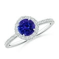 thumbnail image 1 of Angara Natural 0.9 Ct. Tanzanite with Diamond Halo Ring in 14K White Gold for Women (Ring Size: 12), 1 of 4