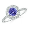 thumbnail image 1 of Angara Natural 0.9 Ct. Tanzanite with Diamond Halo Ring in 14K White Gold for Women (Ring Size: 3.5), 1 of 9