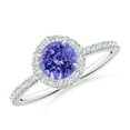 thumbnail image 1 of ANGARA Natural Vintage Style Claw-Set Round Tanzanite Halo Ring in 14K White Gold for Women (Size-6mm) | December Birthstone, Birthday, Anniversary, Jewelry Gift for Women | Natural Tanzanite Ring, 1 of 8