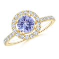 thumbnail image 1 of ANGARA Natural Floating Tanzanite Halo Ring with Diamond Accents in 14K Yellow Gold for Women (Size-6mm) | December Birthstone, Birthday, Anniversary, Jewelry Gift for Women | Natural Tanzanite Ring, 1 of 8