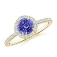 thumbnail image 1 of ANGARA Natural Vintage Style Claw-Set Round Tanzanite Halo Ring in 14K Yellow Gold for Women (Size-6mm) | December Birthstone, Birthday, Anniversary, Jewelry Gift for Women | Natural Tanzanite Ring, 1 of 8